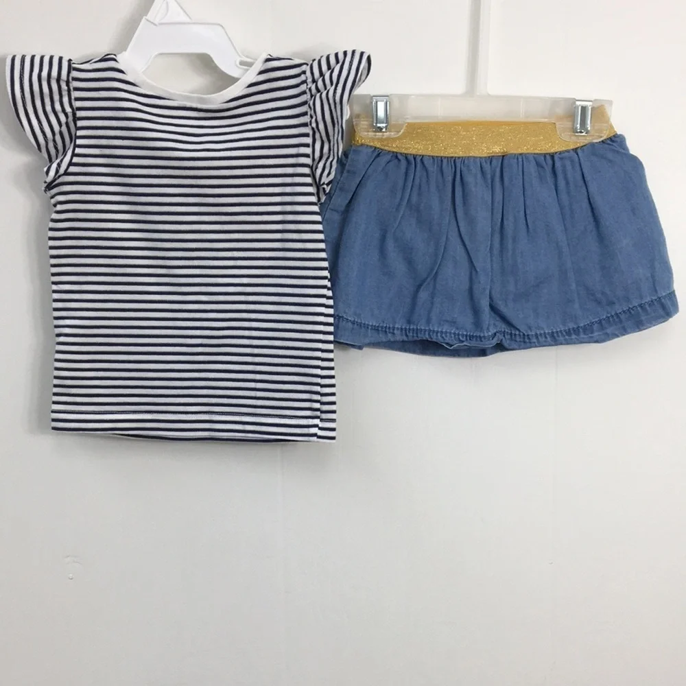 Carters Girls Blue and Green Summer Outfits Bundle of 5 Size 6 mo EXCELLENT